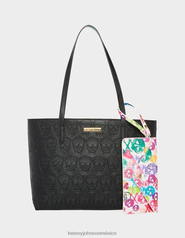 Betsey Johnson accesorios mujer F00V216 tote xo con motivo de calavera negro