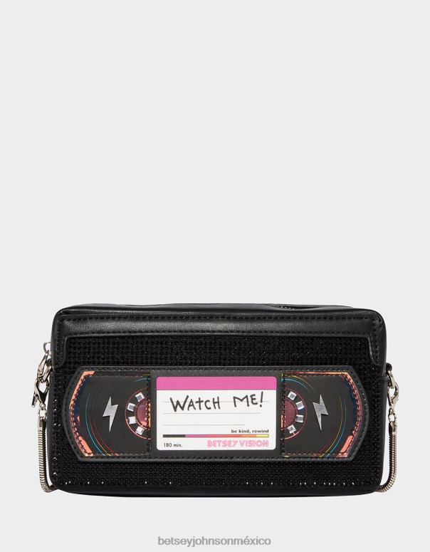 Betsey Johnson accesorios mujer F00V223 kitsch ser amable rebobinar vhs bandolera negro