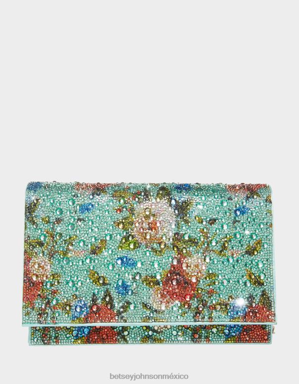Betsey Johnson accesorios mujer F00V224 bolso con solapa floral y pedrería Menta verde