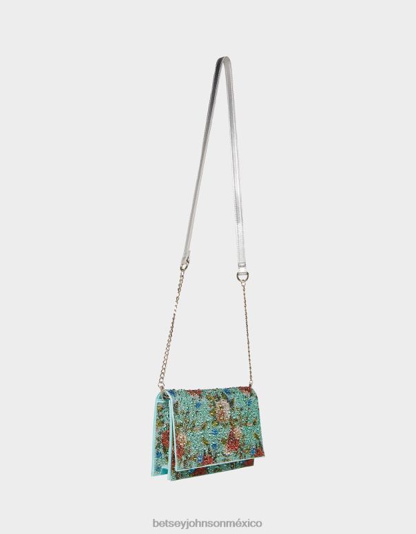 Betsey Johnson accesorios mujer F00V224 bolso con solapa floral y pedrería Menta verde