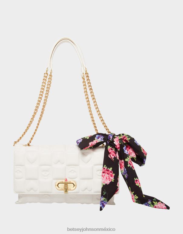 Betsey Johnson accesorios mujer F00V228 bolsa con solapa de calavera y corazones blanco