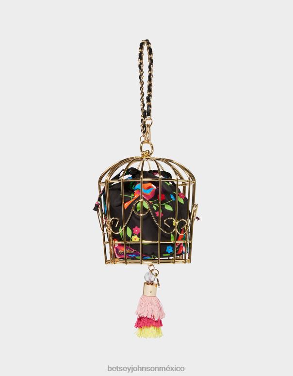 Betsey Johnson accesorios mujer F00V230 pájaro kitsch es la palabra jaula bailarina muñequera negro multi