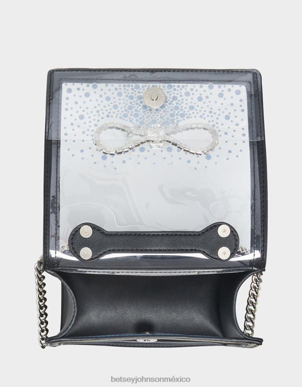 Betsey Johnson accesorios mujer F00V238 bolso convertible transparente con lazo de pedrería negro