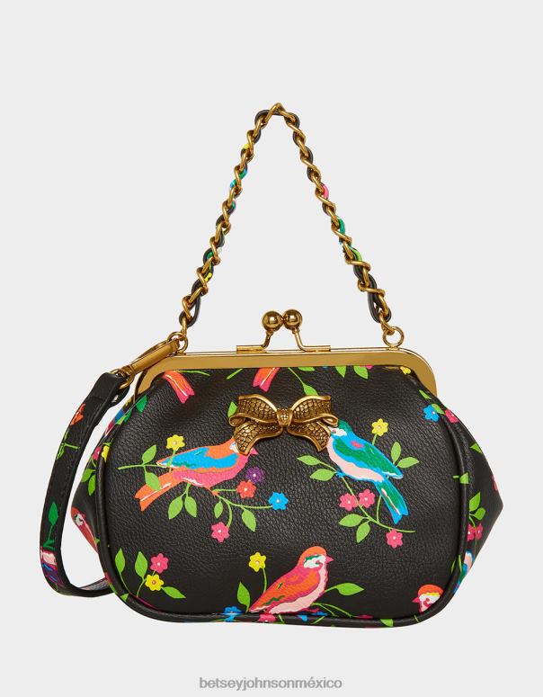 Betsey Johnson accesorios mujer F00V251 bolso pequeño con cierre de beso de pepita negro multi