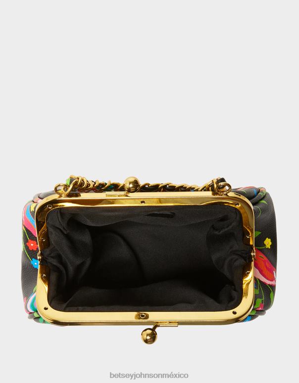 Betsey Johnson accesorios mujer F00V251 bolso pequeño con cierre de beso de pepita negro multi