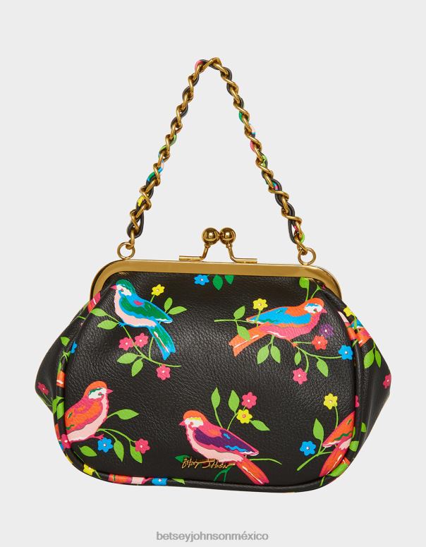 Betsey Johnson accesorios mujer F00V251 bolso pequeño con cierre de beso de pepita negro multi