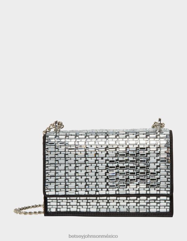 Betsey Johnson accesorios mujer F00V256 brillo en bolso convertible con solapa negro