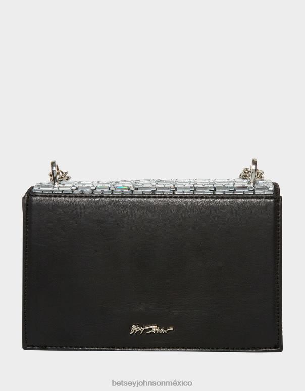 Betsey Johnson accesorios mujer F00V256 brillo en bolso convertible con solapa negro