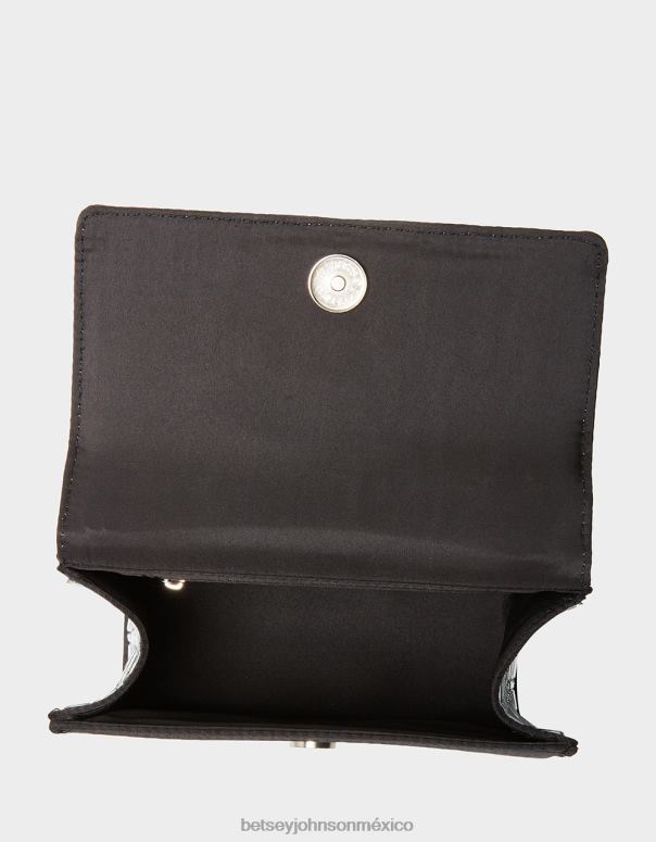 Betsey Johnson accesorios mujer F00V256 brillo en bolso convertible con solapa negro