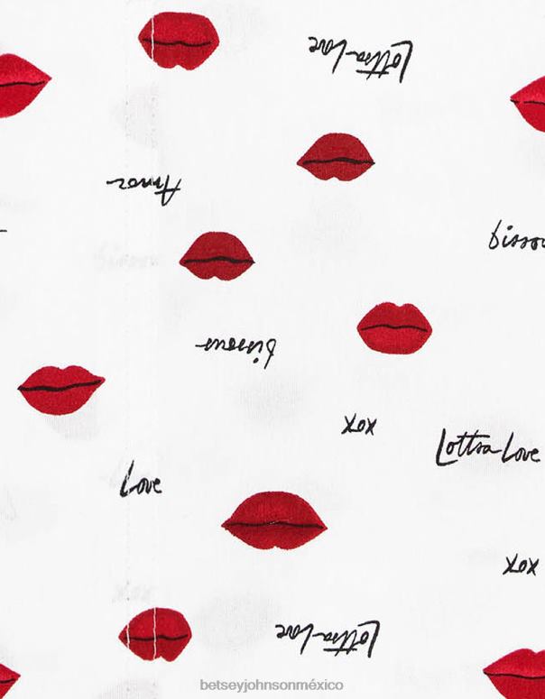 Betsey Johnson accesorios unisexo F00V396 juego de sábanas reina roja labios de amor multi
