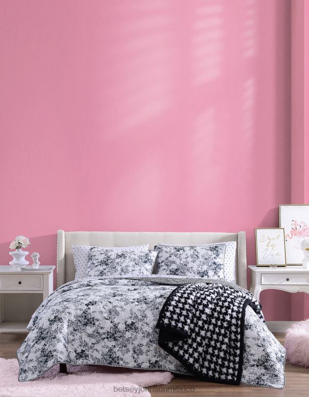 Betsey Johnson accesorios unisexo F00V414 juego de fundas de edredón gemelo de viñedo floral negro