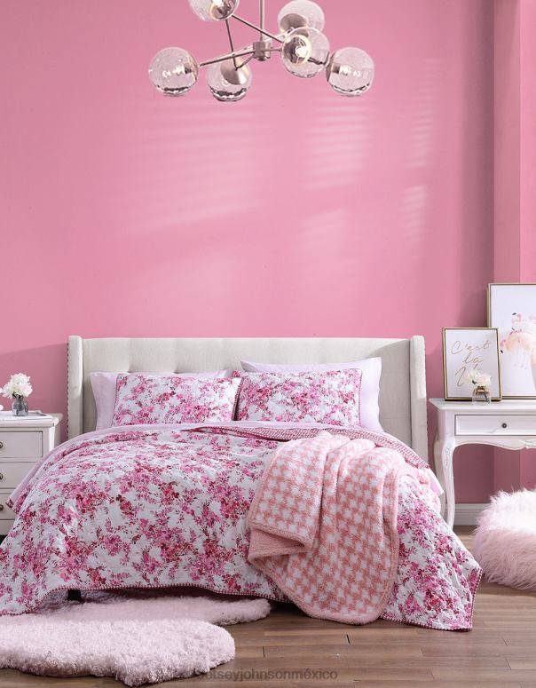 Betsey Johnson accesorios unisexo F00V418 juego de fundas de edredón gemelo de viñedo floral rosa