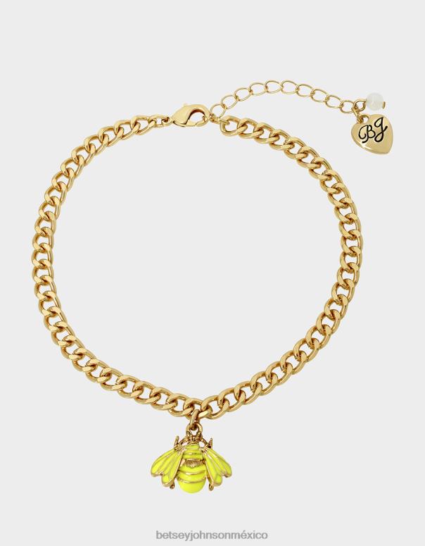 Betsey Johnson joyas mujer F00V366 tobillera con colgante de abeja amarillo