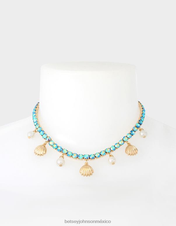 Betsey Johnson joyas mujer F00V311 collar de tenis de concha de control de crucero azul