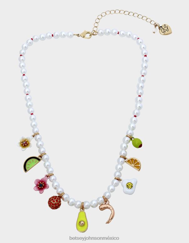 Betsey Johnson joyas mujer F00V317 collar frontal con colgante de brunch multi