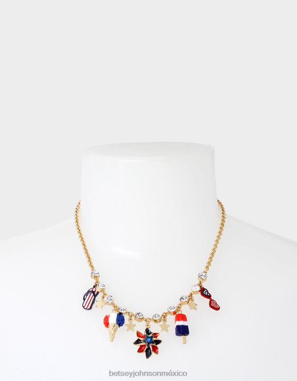 Betsey Johnson joyas mujer F00V331 Colgante corto molinillo del 4 de julio rojo blanco azul