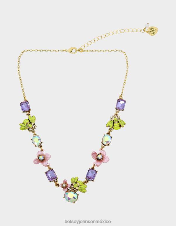 Betsey Johnson joyas mujer F00V334 collar de racimo de abejas de exhibición de flores multi
