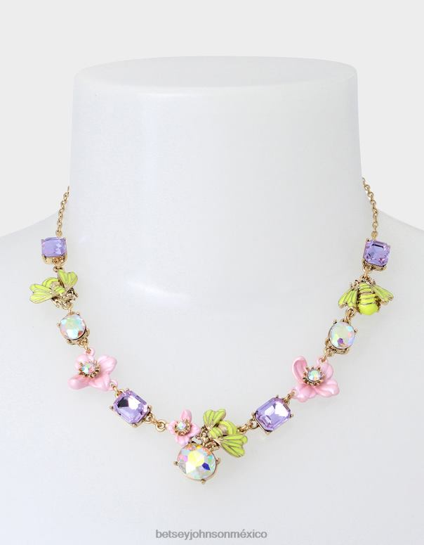 Betsey Johnson joyas mujer F00V334 collar de racimo de abejas de exhibición de flores multi