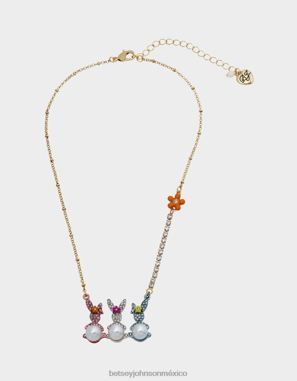 Betsey Johnson joyas mujer F00V347 colgante corto con barra de conejito hunny multi