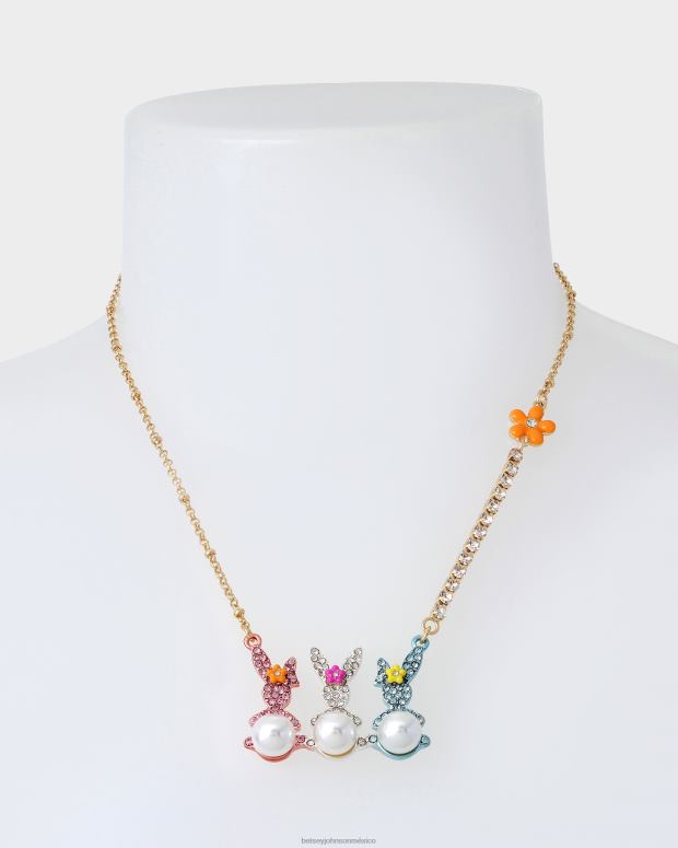 Betsey Johnson joyas mujer F00V347 colgante corto con barra de conejito hunny multi