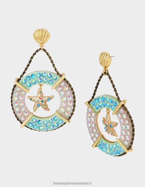 Betsey Johnson joyas mujer F00V310 aretes colgantes salvavidas con control de crucero azul