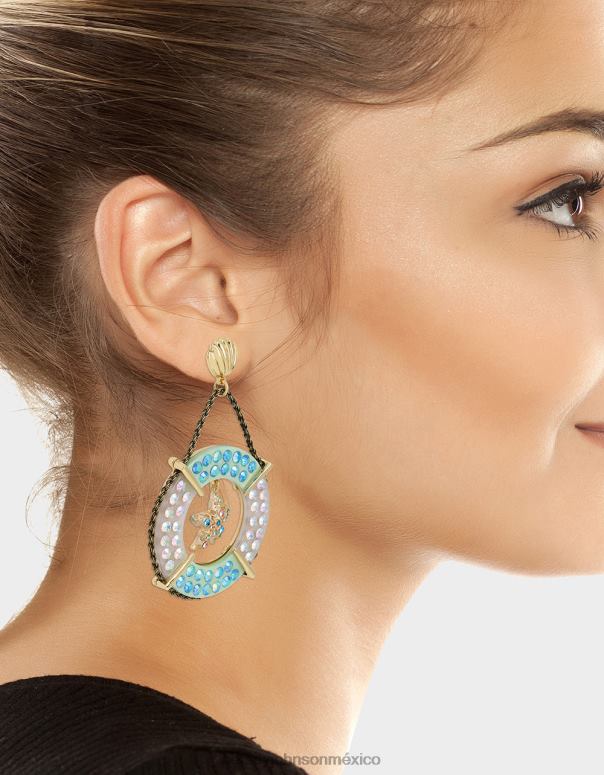 Betsey Johnson joyas mujer F00V310 aretes colgantes salvavidas con control de crucero azul