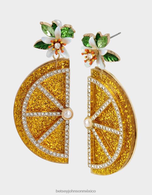Betsey Johnson joyas mujer F00V314 aretes llamativos con rodaja de limón amarillo