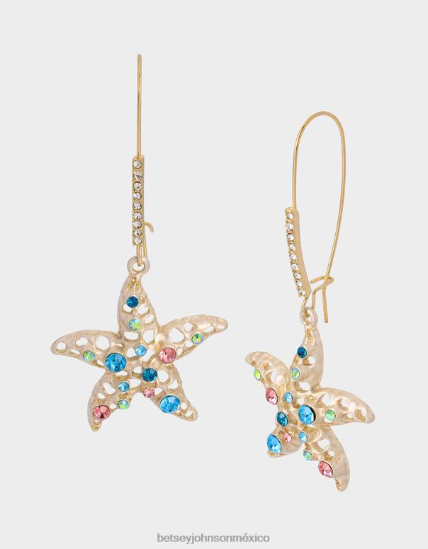 Betsey Johnson joyas mujer F00V318 aretes de gancho con estrella de mar y control de crucero multi