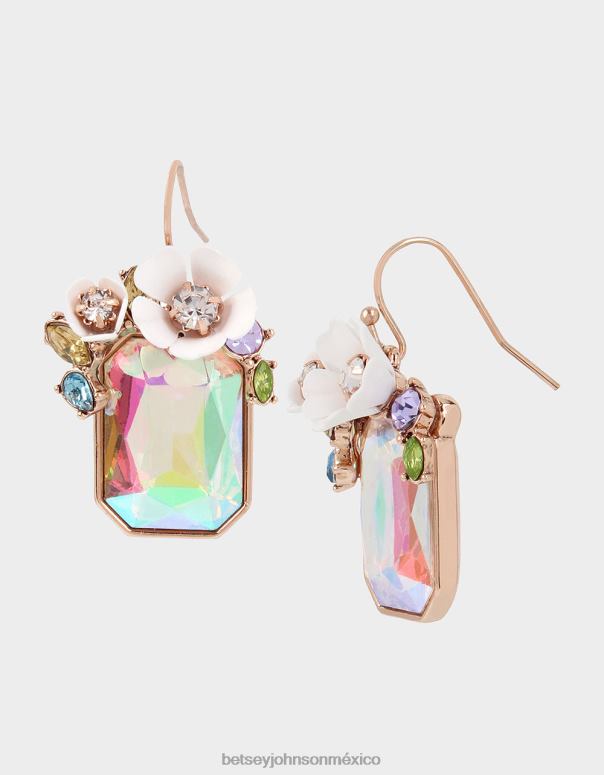 Betsey Johnson joyas mujer F00V321 aretes con dije de flor y piedra blanco