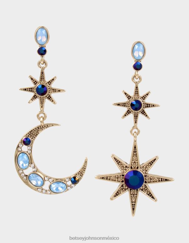 Betsey Johnson joyas mujer F00V322 aretes que no combinan con la estrella celestial y la luna azul