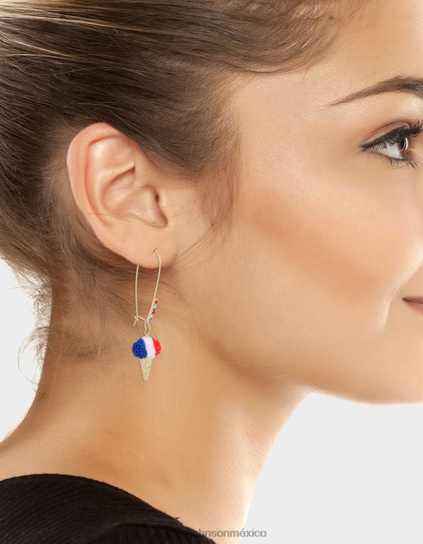 Betsey Johnson joyas mujer F00V328 Pendientes de gancho de cono de nieve del 4 de julio rojo blanco azul