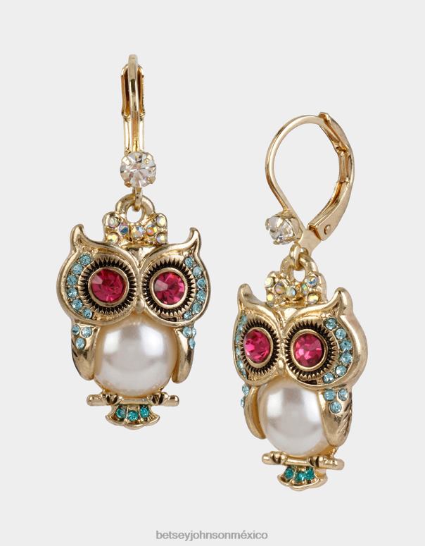 Betsey Johnson joyas mujer F00V329 aretes con colgante de búho perlado multi