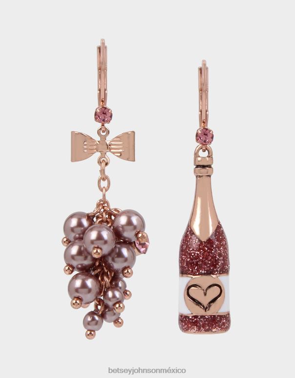Betsey Johnson joyas mujer F00V333 aretes desparejados de vino y uvas rosa