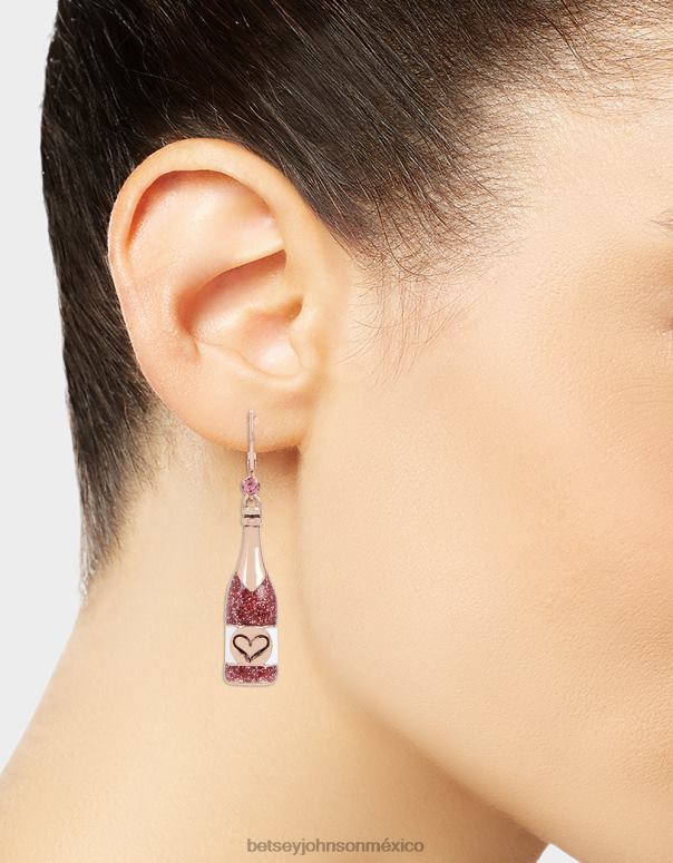 Betsey Johnson joyas mujer F00V333 aretes desparejados de vino y uvas rosa