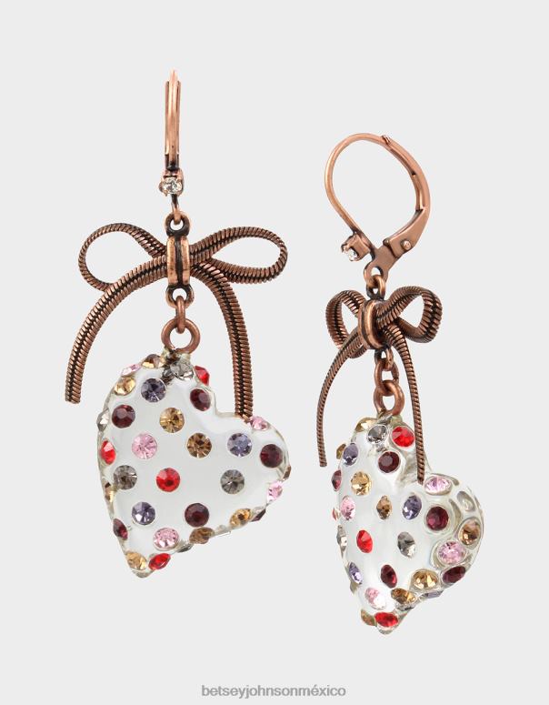 Betsey Johnson joyas mujer F00V336 aretes colgantes de corazón de lucita multi