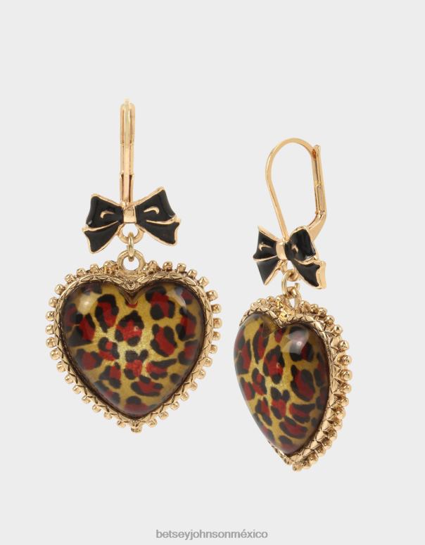 Betsey Johnson joyas mujer F00V339 aretes con forma de corazón leopardo