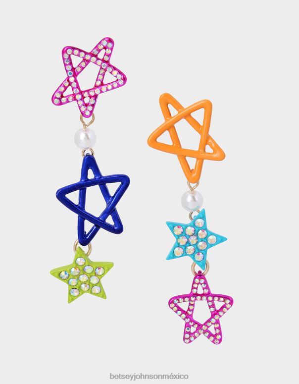 Betsey Johnson joyas mujer F00V364 aretes lineales kidult kitsch star desajuste multi
