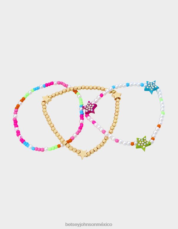 Betsey Johnson joyas mujer F00V358 pulsera kidult kitsch con cuentas de estrellas multi