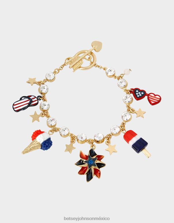 Betsey Johnson joyas mujer F00V361 Pulsera con dijes del 4 de julio rojo blanco azul