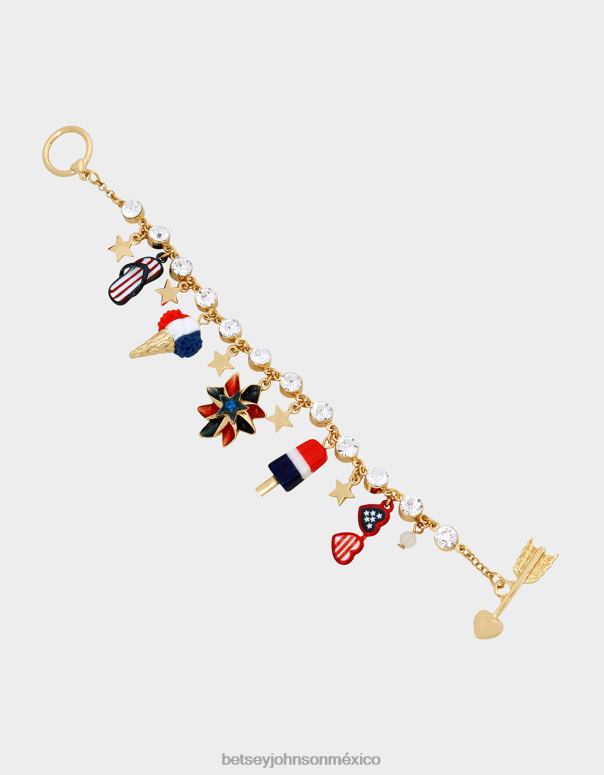 Betsey Johnson joyas mujer F00V361 Pulsera con dijes del 4 de julio rojo blanco azul