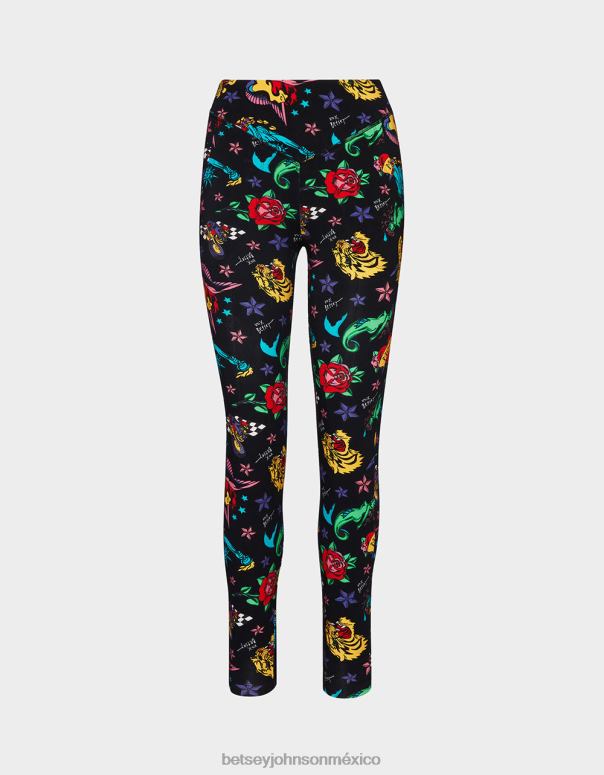 Betsey Johnson ropa mujer F00V287 80th bash segunda piel legging tatuaje tatuaje pri