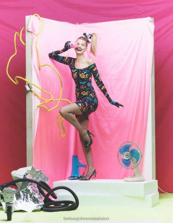 Betsey Johnson ropa mujer F00V292 80th bash corset raglan top tatuaje tatuaje pri