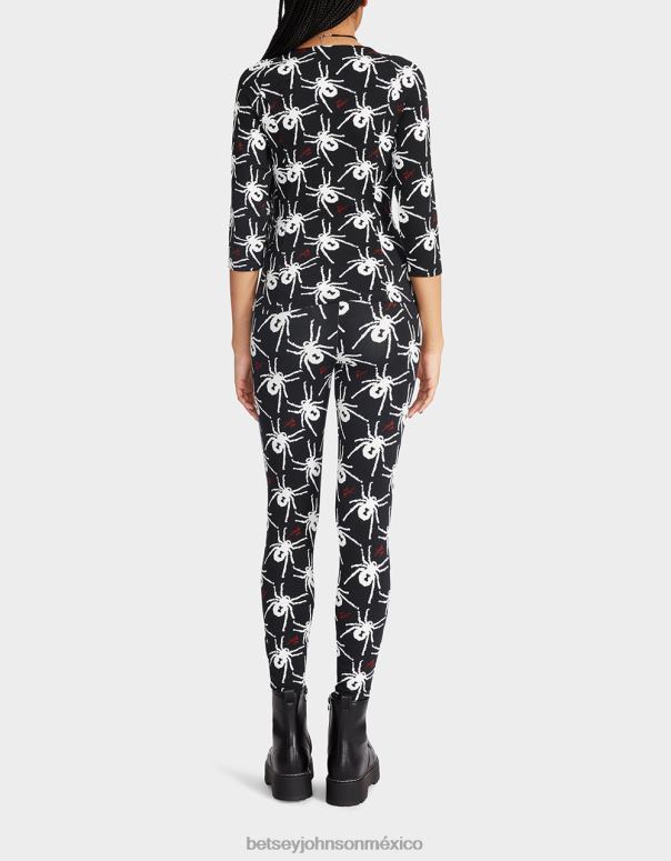 Betsey Johnson ropa mujer F00V305 Top raglán con corsé 80th bash blanco negro