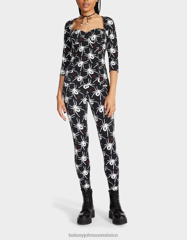 Betsey Johnson ropa mujer F00V305 Top raglán con corsé 80th bash blanco negro