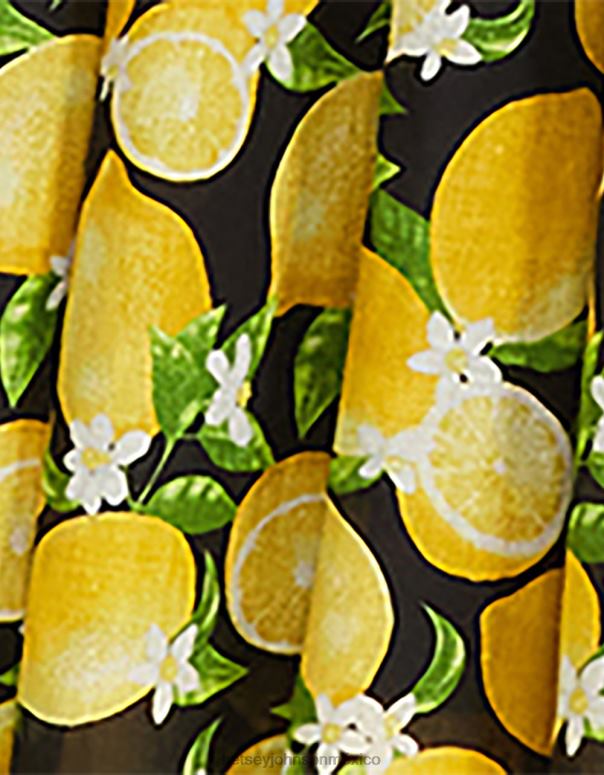 Betsey Johnson ropa mujer F00V264 vestido largo la la limones negro