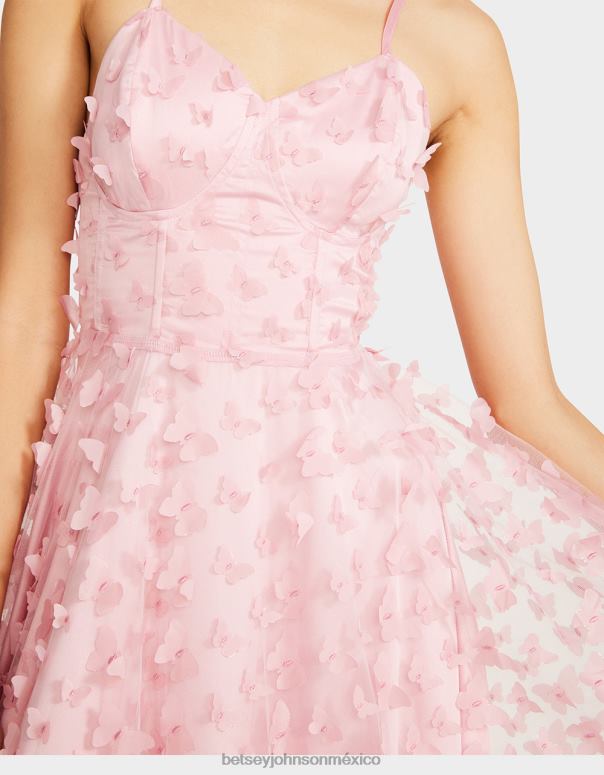 Betsey Johnson ropa mujer F00V268 hermoso maxi vestido de mariposa rosa