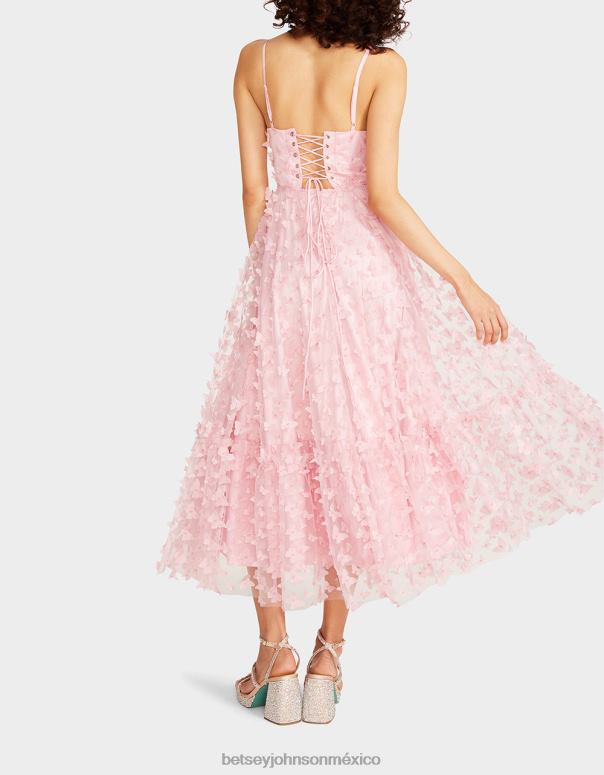 Betsey Johnson ropa mujer F00V268 hermoso maxi vestido de mariposa rosa