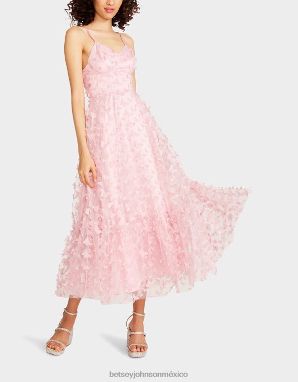 Betsey Johnson ropa mujer F00V268 hermoso maxi vestido de mariposa rosa