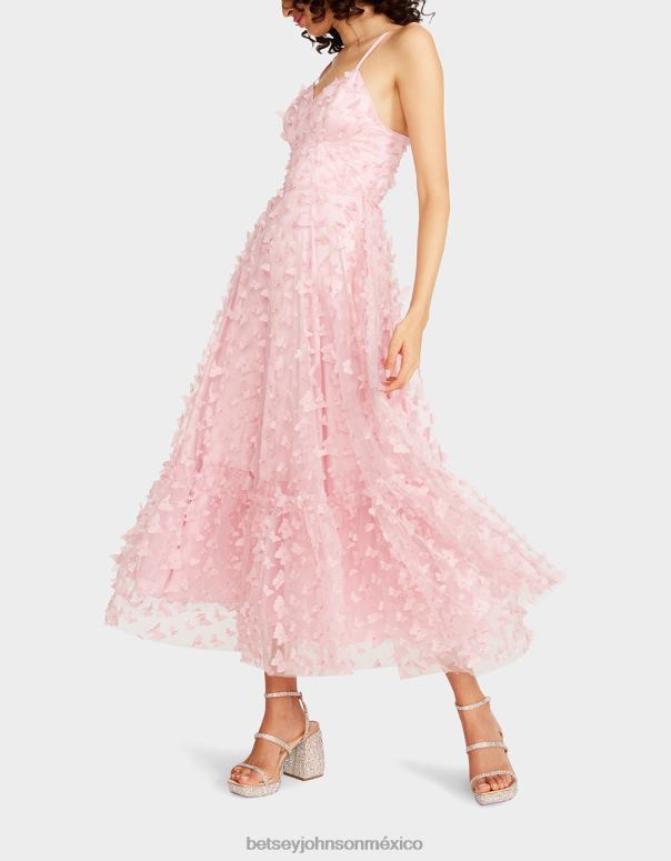 Betsey Johnson ropa mujer F00V268 hermoso maxi vestido de mariposa rosa