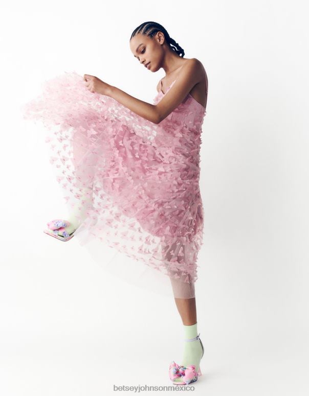 Betsey Johnson ropa mujer F00V268 hermoso maxi vestido de mariposa rosa